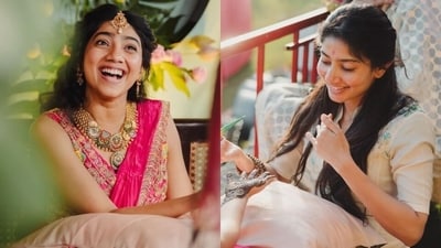 Sai Pallavi applied her sister Pooja Kannan's wedding mehendi. Sai Pallavi applied her sister Pooja Kannan's wedding mehendi.