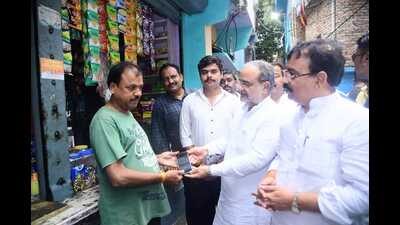 UP BJP chief Bhupendra Chaudhary during party’s membership drive in Lucknow on Sept 12. (Sourced)