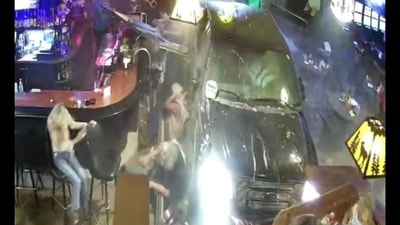 Horrifying video shows alleged drunk driver crashing truck into Arizona social club (@trentonhooker/X) Horrifying video shows alleged drunk driver crashing truck into Arizona social club (@trentonhooker/X)