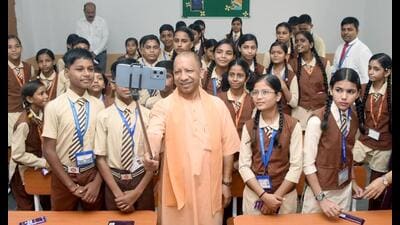 Uttar Pradesh chief minister Yogi Adityanath during his visit to Atal Residential School in Mohanlalganj. (Sourced) Uttar Pradesh chief minister Yogi Adityanath during his visit to Atal Residential School in Mohanlalganj. (Sourced)