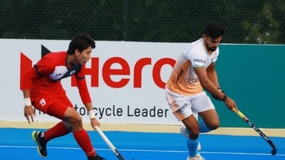 Ariajeet Singh Hundal scored the first goal for India, and then Harmanpreet Singh made it 2-0 off a penalty corner. Ariajeet Singh Hundal scored the first goal for India, and then Harmanpreet Singh made it 2-0 off a penalty corner.