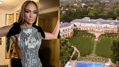 (Left): Jennifer Lopez all dressed up for the 'Unstoppable' premiere at the 2024 Toronto Film Festival on September 6. (Right): The Azria Estate at 10250 West Sunset Boulevard, Holmby Hills, California. (Instagram/The Beverly Hills Estates) (Left): Jennifer Lopez all dressed up for the 'Unstoppable' premiere at the 2024 Toronto Film Festival on September 6. (Right): The Azria Estate at 10250 West Sunset Boulevard, Holmby Hills, California. (Instagram/The Beverly Hills Estates)