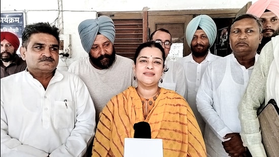 BJP candidate from Tosham assembly constituency, Shruti Choudhry speaks to the media ahead of her nomination filing for Haryana assembly elections, in Bhiwani on Thursday. (ANI)