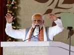 Prime Minister Narendra Modi gestures during the Kisan Samman Sammelan (farmer's honour conference) on the outskirts of Varanasi on June 18, 2024. (Photo by Niharika KULKARNI / AFP) Prime Minister Narendra Modi gestures during the Kisan Samman Sammelan (farmer's honour conference) on the outskirts of Varanasi on June 18, 2024. (Photo by Niharika KULKARNI / AFP)