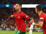 Portugal's Cristiano Ronaldo celebrates scoring a goal.