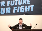 Aerospace Machinists District 751 President Jon Holden announces that union members have rejected a proposed Boeing contract and will go on strike, following voting results at their union hall in Seattle, Washington, on September 12, 2024. 