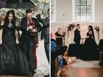 The image shows the wedding that took place on Friday the 13th in a cemetery. 