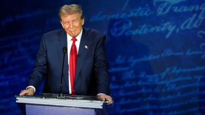 Donald Trump attacked Kamala Harris's renewable energy initiatives, such as lowering emissions from fossil fuels and fracking, on Tuesday night. He used Germany as evidence to support his assertion that those policies are ineffective. (AP) Donald Trump attacked Kamala Harris's renewable energy initiatives, such as lowering emissions from fossil fuels and fracking, on Tuesday night. He used Germany as evidence to support his assertion that those policies are ineffective. (AP)