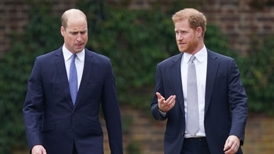 Prince William and Prince Harry attended their uncle's funeral in Norfolk, maintaining distance. (AP)