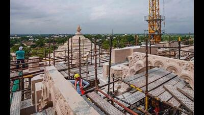 Construction work of the first and second floors of Shri Ram Janmabhoomi temple underway, in Ayodhya. (File photo/PTI) Construction work of the first and second floors of Shri Ram Janmabhoomi temple underway, in Ayodhya. (File photo/PTI)