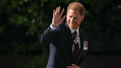 Britain's Prince Harry, Duke of Sussex waves as he arrives to attend a ceremony marking the 10th anniversary of the Invictus Games, at St Paul's Cathedral in central London, on May 8, 2024. (AFP) Britain's Prince Harry, Duke of Sussex waves as he arrives to attend a ceremony marking the 10th anniversary of the Invictus Games, at St Paul's Cathedral in central London, on May 8, 2024. (AFP)