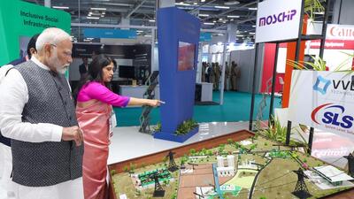 Prime Minister Narendra Modi during the inauguration of SEMICON India 2024, in Greater Noida, on Wednesday. (HT Photo)