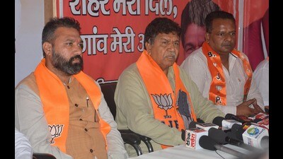 Sitting MLA and BJP candidate Gian Chand Gupta addressing the media on Friday. (Sant Arora/HT) Sitting MLA and BJP candidate Gian Chand Gupta addressing the media on Friday. (Sant Arora/HT)
