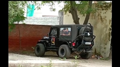 Slain singer Sidhu Moose Wala’s SUV at the Mansa court complex. It was presented in the court as case property. Slain singer Sidhu Moose Wala’s SUV at the Mansa court complex. It was presented in the court as case property.