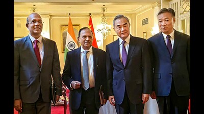 St Petersburg: National Security Advisor Ajit Doval with Chinese Foreign Minister Wang Yi during their talks, in St Petersburg, Russia, Thursday, Sept 12, 2024. (PTI Photo) (PTI) St Petersburg: National Security Advisor Ajit Doval with Chinese Foreign Minister Wang Yi during their talks, in St Petersburg, Russia, Thursday, Sept 12, 2024. (PTI Photo) (PTI)