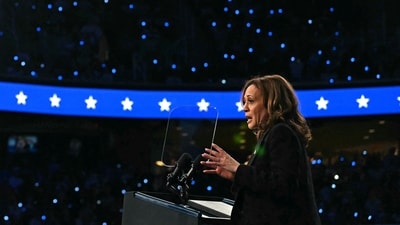 US Vice President and Democratic presidential candidate Kamala Harris speaks at a campaign event in Greensboro, North Carolina, on September 12, 2024. (Photo by Jim WATSON / AFP) (AFP) (HT_PRINT) US Vice President and Democratic presidential candidate Kamala Harris speaks at a campaign event in Greensboro, North Carolina, on September 12, 2024. (Photo by Jim WATSON / AFP) (AFP) (HT_PRINT)