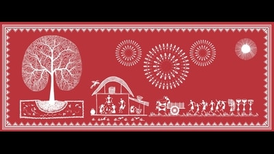 Warli art depicting family life. (Shutterstock) Warli art depicting family life. (Shutterstock)