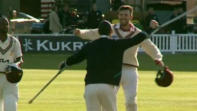 Tom Banton celebrates after Somerset's win (X) Tom Banton celebrates after Somerset's win (X)