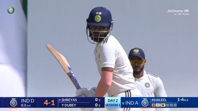 Shreyas Iyer came out to bat wearing sunglasses in the Duleep Trophy Shreyas Iyer came out to bat wearing sunglasses in the Duleep Trophy