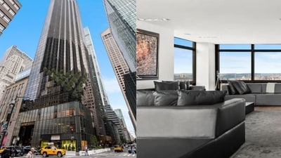 Unit 64GH at 721 Fifth Avenue in Midtown East, New York, is located two floors below Donald Trump's three-story penthouse on floors 66, 67 and 68. (Douglas Elliman) Unit 64GH at 721 Fifth Avenue in Midtown East, New York, is located two floors below Donald Trump's three-story penthouse on floors 66, 67 and 68. (Douglas Elliman)