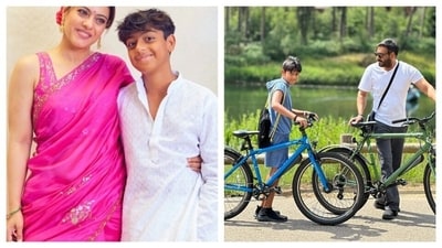 Kajol and Ajay Devgan shower love on Yug on his 14th birthday. Kajol and Ajay Devgan shower love on Yug on his 14th birthday.