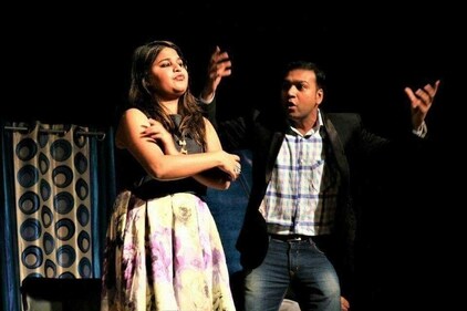 A moment from the play by Soch Rangmanch Theatre Group.