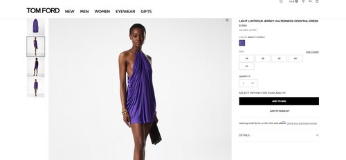 The Tom Ford dress Priyanka Chopra wore for a dinner date with Nick. (tomfordfashion.com)