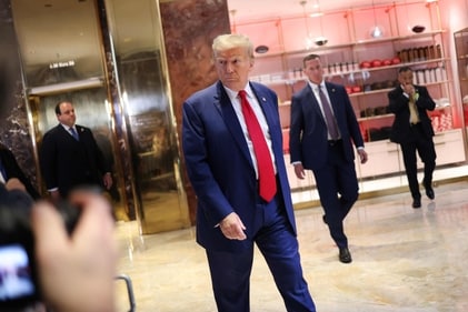 US former President and Republican presidential candidate Donald Trump departs after speaking during a press conference at Trump Tower in New York City on September 6, 2024. (Photo by CHARLY TRIBALLEAU / AFP) (AFP) US former President and Republican presidential candidate Donald Trump departs after speaking during a press conference at Trump Tower in New York City on September 6, 2024. (Photo by CHARLY TRIBALLEAU / AFP) (AFP)