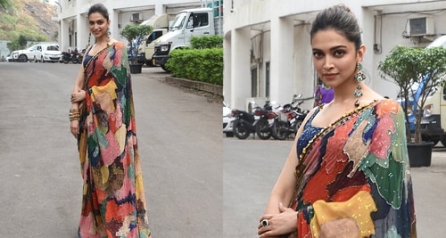 Deepika Padukone in a Sabyasachi hand-painted saree Deepika Padukone in a Sabyasachi hand-painted saree