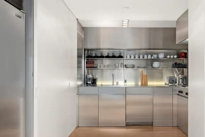 State-of-the-art steel kitchen. (Douglas Elliman) State-of-the-art steel kitchen. (Douglas Elliman)