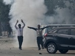Police fire tear gas shell to disperse the protesters during a protest march in Manipur’s Imphal on September 10. (REUTERS) Police fire tear gas shell to disperse the protesters during a protest march in Manipur’s Imphal on September 10. (REUTERS)