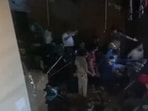 Rescue operations underway at Zakir Colony of Meerut, wherein a building collapsed on Saturday. Rescue operations underway at Zakir Colony of Meerut, wherein a building collapsed on Saturday.