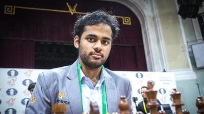 Arjun Erigaisi defeated Aleksandar Indjic on Saturday. (FIDE) Arjun Erigaisi defeated Aleksandar Indjic on Saturday. (FIDE)