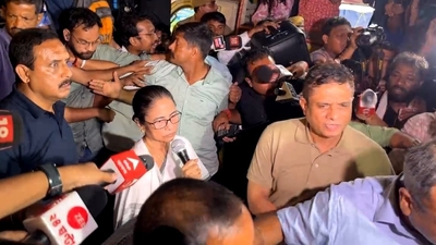 West Bengal chief minister Mamata Banerjee at the protest site. (X)