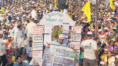 Mumbai, India – 27 Nov 2018: Konkan Refinery Virodhi Sangharsh Samiti protest against nanar refinery project at azad maidan, in Mumbai, India, on Tuesday, Nov 27, 2018. (Photo by Bhushan Koyande/HT) Mumbai, India – 27 Nov 2018: Konkan Refinery Virodhi Sangharsh Samiti protest against nanar refinery project at azad maidan, in Mumbai, India, on Tuesday, Nov 27, 2018. (Photo by Bhushan Koyande/HT)
