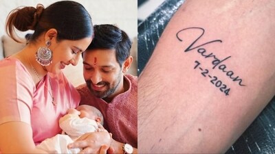 Vikrant Massey and Sheetal Thakur got married first in a civil ceremony on February 14, 2022, and later tied the knot in a traditional ceremony in Himachal Pradesh on February 18, 2022. They welcomed their son Vardaan on February 7 2024. A month later he revealed he had tattooed Vardaan's name. Vikrant had shared a photo of his arm, on which 'Vardaan' and '7-2-2024' were inked. Along with the photo, he wrote, “Addition or addiction? I love them both (red heart emoji).” Vikrant Massey and Sheetal Thakur got married first in a civil ceremony on February 14, 2022, and later tied the knot in a traditional ceremony in Himachal Pradesh on February 18, 2022. They welcomed their son Vardaan on February 7 2024. A month later he revealed he had tattooed Vardaan's name. Vikrant had shared a photo of his arm, on which 'Vardaan' and '7-2-2024' were inked. Along with the photo, he wrote, “Addition or addiction? I love them both (red heart emoji).”