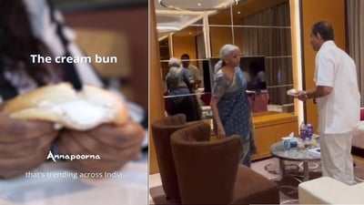 Annapoorna's reel draws customers' attention to cream-filled bun that has become an unexpected symbol in a debate over GST policies. Annapoorna's reel draws customers' attention to cream-filled bun that has become an unexpected symbol in a debate over GST policies.