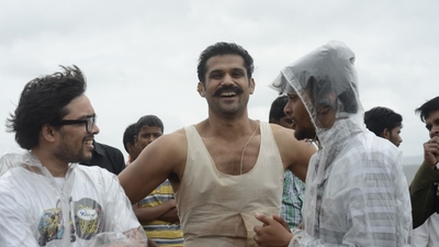 Sohum Shah on the set of Tumbbad.