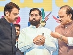 A file photo of Maharashtra chief minister Eknath Shinde with state deputy chief ministers Devendra Fadnavis and Ajit Pawar.