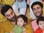 Kareena Kapoor, Ranbir Kapoor, and Aadar Jain joined for the Kapoor family Ganesh Chaturthi celebrations.