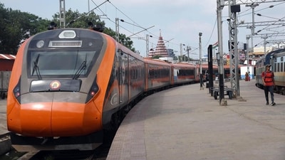 Vande Bharat train at Patna Junction for a trial un on September 10. (Santosh Kumar/ Hindustan Times)