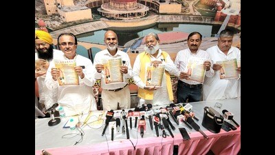 Former cabinet minister and Ambala Cantonment MLA Vij, a six-time MLA, was addressing the media at his election office in Ambala Cantt on Sunday where he also presented a report card of his tenure and later made the announcement. (HT Photo) Former cabinet minister and Ambala Cantonment MLA Vij, a six-time MLA, was addressing the media at his election office in Ambala Cantt on Sunday where he also presented a report card of his tenure and later made the announcement. (HT Photo)