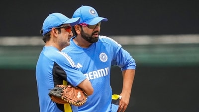 India's head coach Gautam Gambhir and captain Rohit Sharma attend a practice session (PTI)