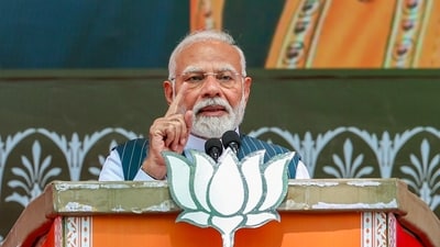 Prime Minister Narendra Modi addresses a public meeting ahead of the upcoming Jammu and Kashmir Assembly elections in Doda district on September 14. (PTI) Prime Minister Narendra Modi addresses a public meeting ahead of the upcoming Jammu and Kashmir Assembly elections in Doda district on September 14. (PTI)