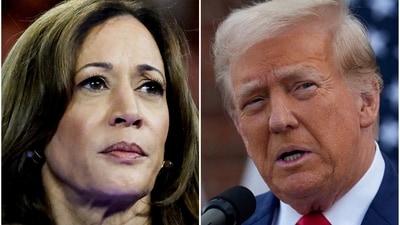 U.S. Vice President Kamala Harris in Milwaukee, Wisconsin, U.S. August 20, 2024 and former U.S. President Donald Trump in Bedminster, New Jersey, U.S., August 15, 2024 are seen in a combination of file photographs. (REUTERS)