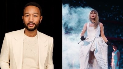 John Legend lauded Taylor Swift for her endorsement of Kamala Harris. (@johnlegend/X, @taylorswift/Instagram)