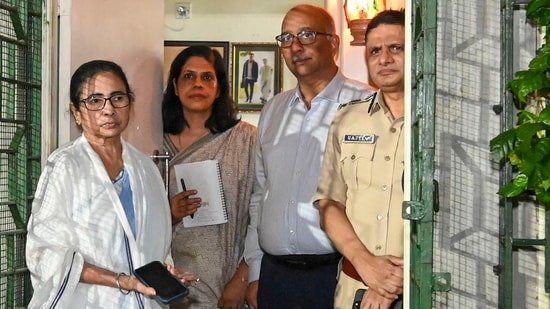 West Bengal chief minister Mamata Banerjee during a meeting with junior doctors' delegation, at her Kalighat residence in Kolkata. (PTI)