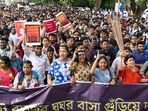 Hundreds of juniors doctors under West Bengal Junior Doctors' Front (WBJDF) banner marched towards Swasthya Bhavan demanding justice for the rape-murder victim at RG Kar Hospital (Photo by Samir Jana/ Hindustan Times) Hundreds of juniors doctors under West Bengal Junior Doctors' Front (WBJDF) banner marched towards Swasthya Bhavan demanding justice for the rape-murder victim at RG Kar Hospital (Photo by Samir Jana/ Hindustan Times)