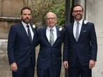 From left, Lachlan Murdoch, Rupert Murdoch and James Murdoch arrive at St Bride's Church for the celebration ceremony of the wedding of Rupert Murdoch and Jerry Hall in London. From left, Lachlan Murdoch, Rupert Murdoch and James Murdoch arrive at St Bride's Church for the celebration ceremony of the wedding of Rupert Murdoch and Jerry Hall in London.