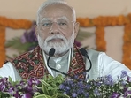 Prime Minister Narendra Modi addresses a public meeting in Ahmedabad. 